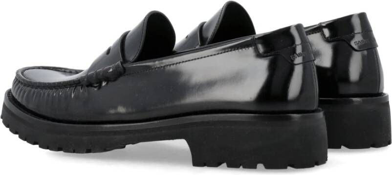 Saint Laurent Klassieke Zwarte Leren Loafers Black Dames