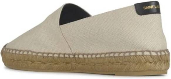 Saint Laurent Logo Espadrilles Canvas Leer Rubber Instapper Beige Dames