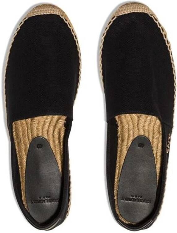 Saint Laurent Logo Espadrilles Canvas Leer Rubber Instapper Black Dames