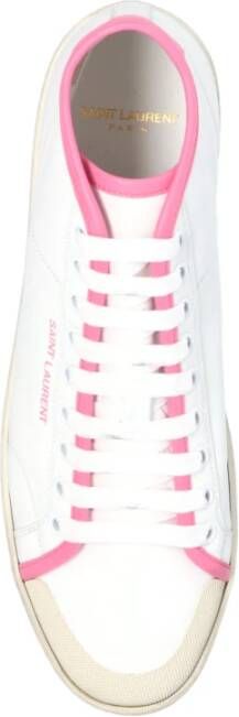 Saint Laurent Logo Mid-Top Sneakers Wit Roze White Dames