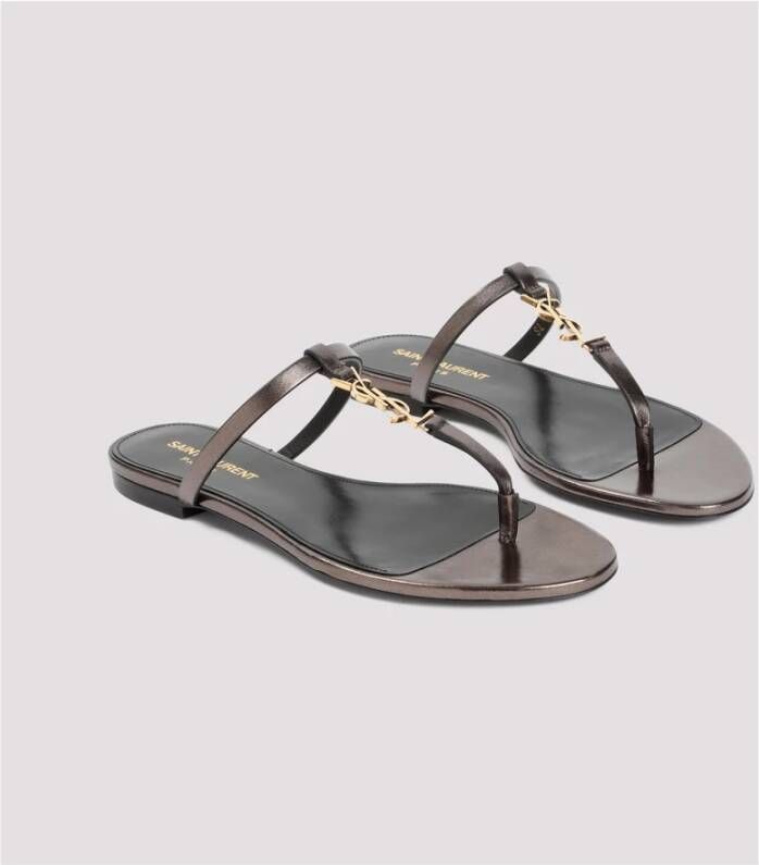 Saint Laurent Metal Walnut Cassandra Sandalen Black Dames