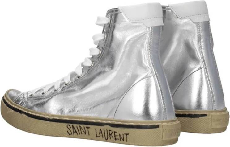 Saint Laurent Metallic High Top Sneakers Gray Dames