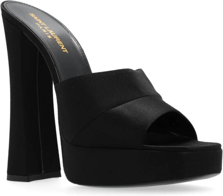 Saint Laurent Muiltjes met hak in satijn Black Dames