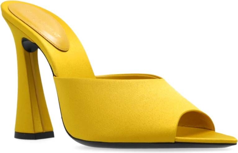 Saint Laurent Muiltjes met hak in satijn Yellow Dames