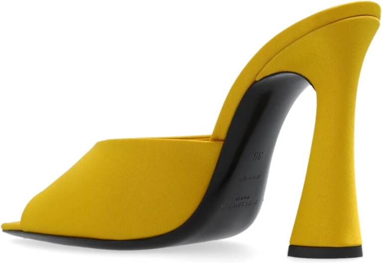 Saint Laurent Muiltjes met hak in satijn Yellow Dames