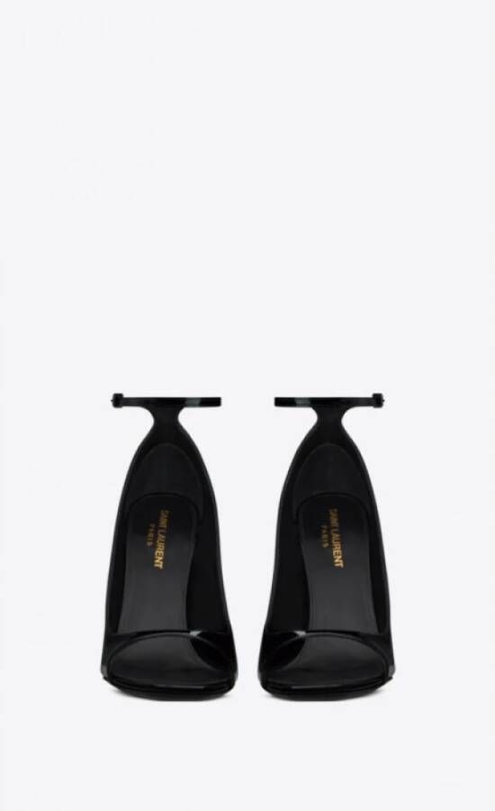 Saint Laurent Opyum Open Teen Pumps van Lakleer Zwart Dames