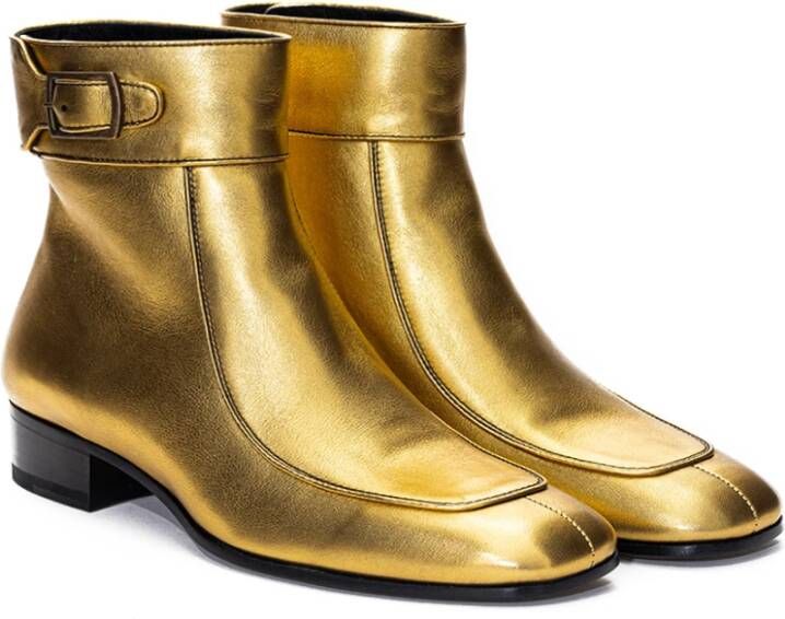 Saint Laurent Oro Leren Enkellaars Yellow Dames