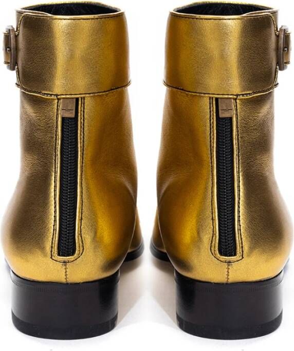 Saint Laurent Oro Leren Enkellaars Yellow Dames