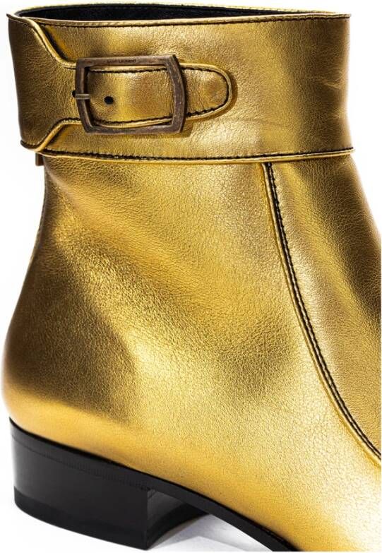 Saint Laurent Oro Leren Enkellaars Yellow Dames