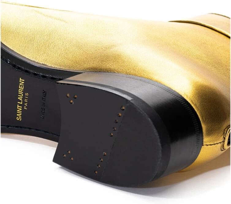 Saint Laurent Oro Leren Enkellaars Yellow Dames