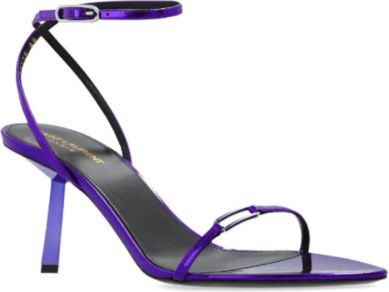 Saint Laurent Paarse Leren Sandalen met Metallic Finish Purple Dames