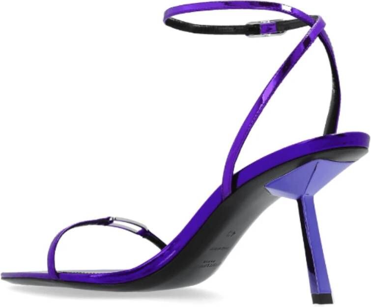 Saint Laurent Paarse Leren Sandalen met Metallic Finish Purple Dames