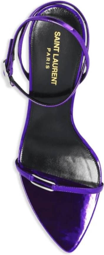 Saint Laurent Paarse Leren Sandalen met Metallic Finish Purple Dames