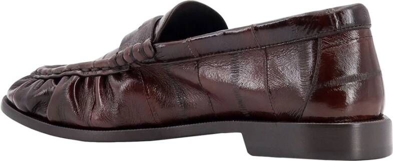 Saint Laurent Paling Leren Loafer met Metalen Monogram Brown Dames