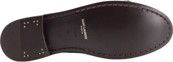 Saint Laurent Paling Leren Loafer met Metalen Monogram Brown Dames