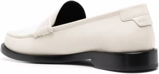 Saint Laurent Parel Lambskin Monogram Plaque Loafers White Dames