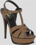 Saint Laurent Platform Sandalen van Plantaardig Gelooid Leer Brown Dames - Thumbnail 2