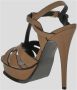 Saint Laurent Platform Sandalen van Plantaardig Gelooid Leer Brown Dames - Thumbnail 3