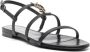 Saint Laurent Platte sandalen met goudkleurig logodetail Black Dames - Thumbnail 2