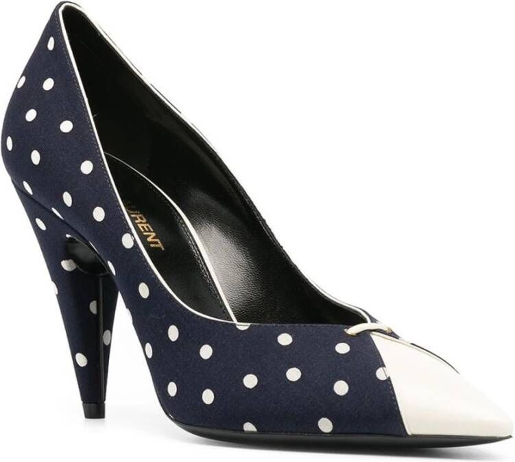 Saint Laurent Polka Dot-Print Pumps Blue Dames