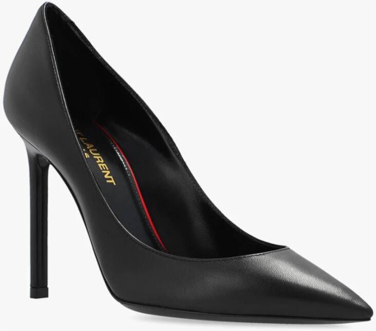 Saint Laurent Zwarte Leren Pumps met Puntige Neus Zwart Dames