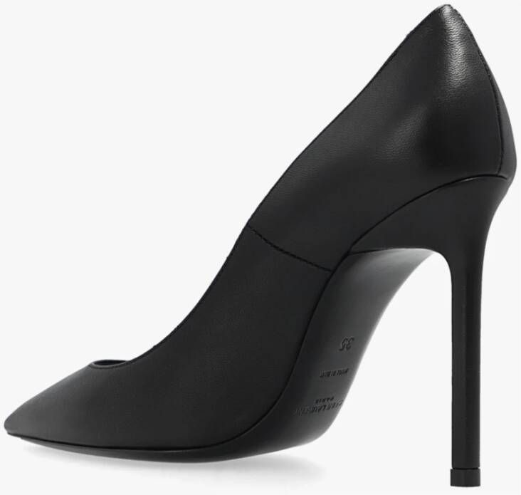 Saint Laurent Zwarte Leren Pumps met Puntige Neus Zwart Dames