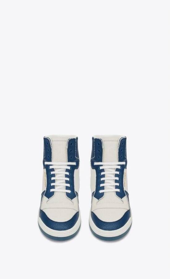 Saint Laurent Premium Leren Mid-Top Sneakers Blue Heren