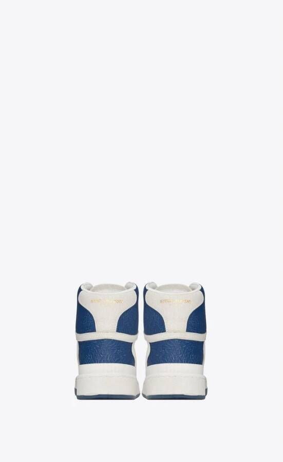 Saint Laurent Premium Leren Mid-Top Sneakers Blue Heren