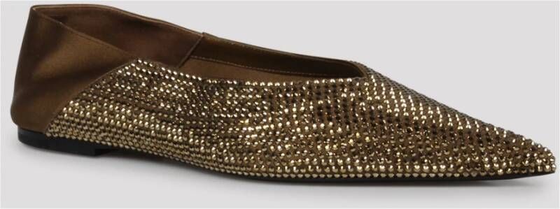 Saint Laurent Rhinestone Ballerina Flats Yellow Dames