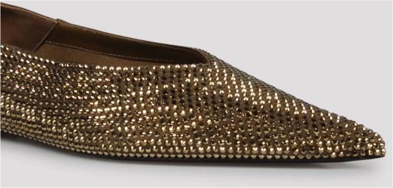 Saint Laurent Rhinestone Ballerina Flats Yellow Dames