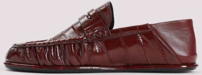 Saint Laurent Rode leren loafers voor vrouwen Brown Dames