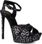 Saint Laurent Hoge Hak Luipaardprint Sandalen Grijs Dames - Thumbnail 2