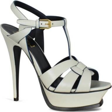 Saint Laurent Prachtige Tribute High-Heeled Sandalen Wit Dames