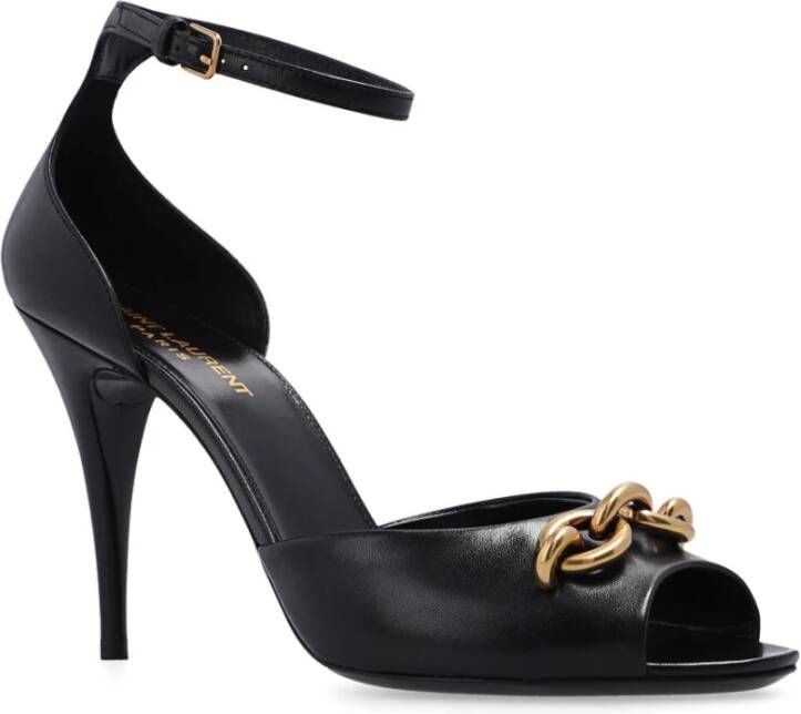 Saint Laurent Zwarte Le Maillon Hoge Hak Sandalen Zwart Dames