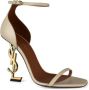 Saint Laurent Beige Leren Hoge Hak Sandalen Beige Dames - Thumbnail 2