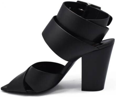 Saint Laurent Zwarte Leren Hoge Hak Sandalen Zwart Dames