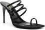 Saint Laurent Satin Sandalen met Strass Logo Black Dames - Thumbnail 2