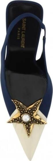 Saint Laurent Ster Versierde Slingback Pumps Blue Dames