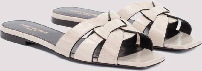 Saint Laurent Stijlvolle Leren Sandalen Nude Neutrals Beige Dames