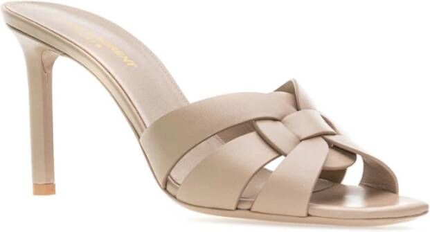 Saint Laurent Stijlvolle Mules voor Trendy Vrouwen Beige Dames