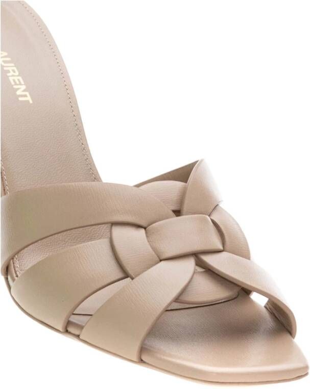 Saint Laurent Stijlvolle Mules voor Trendy Vrouwen Beige Dames