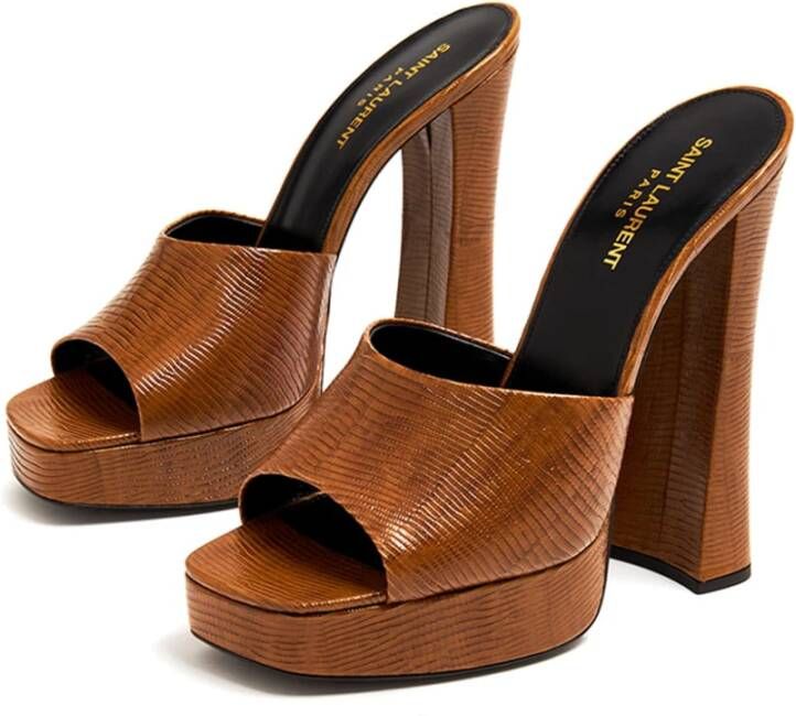 Saint Laurent Stijlvolle Mules voor Trendy Vrouwen Brown Dames