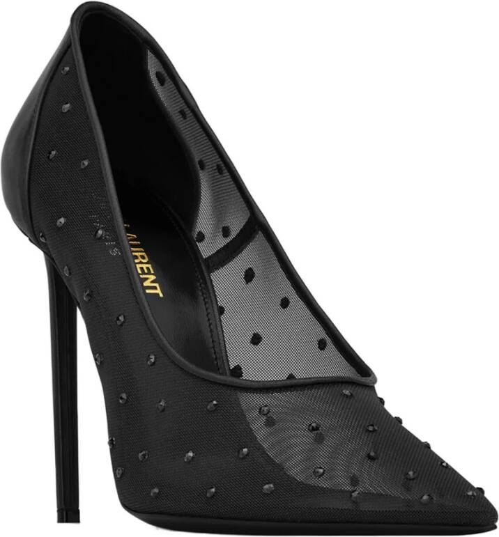 Saint Laurent Strass Mesh Anja Pumps Black Dames