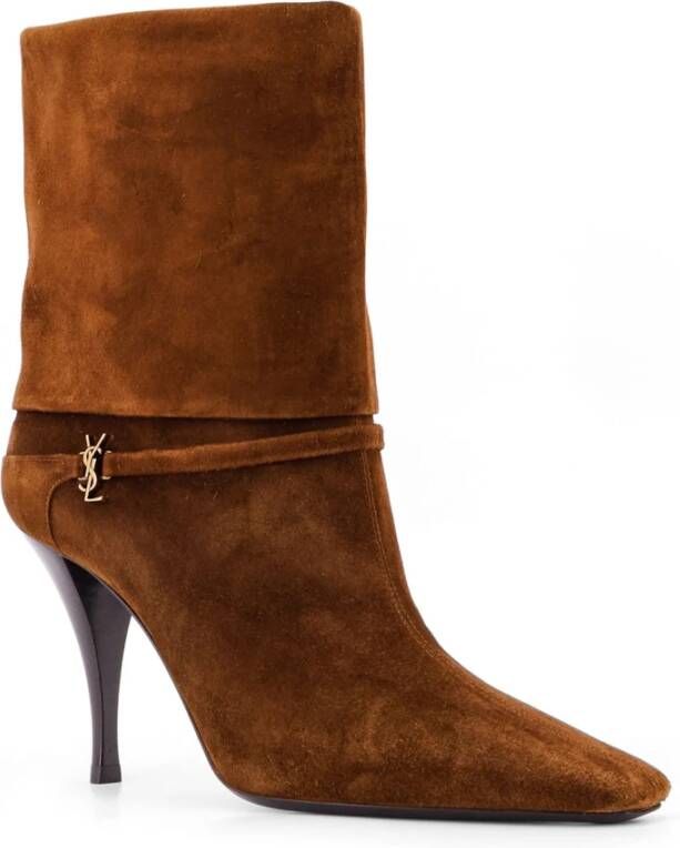 Saint Laurent Suede Stiletto Laarzen Brown Dames