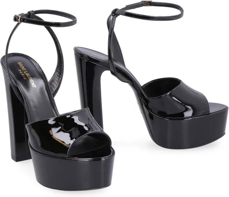 Saint Laurent Tanouk Leren Sandalen Black Dames