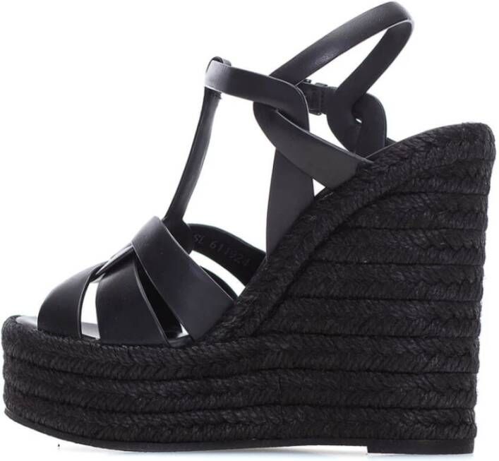 Saint Laurent Tribute Espadrilles Sleehak Black Dames