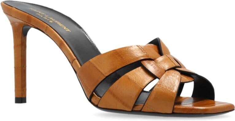 Saint Laurent Tribute Hoge Hak Sandalen Brown Dames