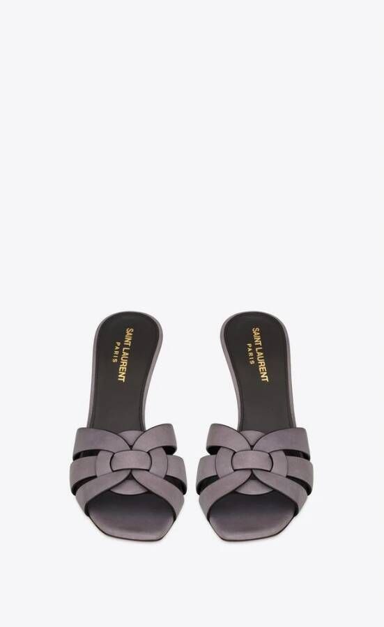 Saint Laurent Tribute Mules Elegante Stijl Gray Dames