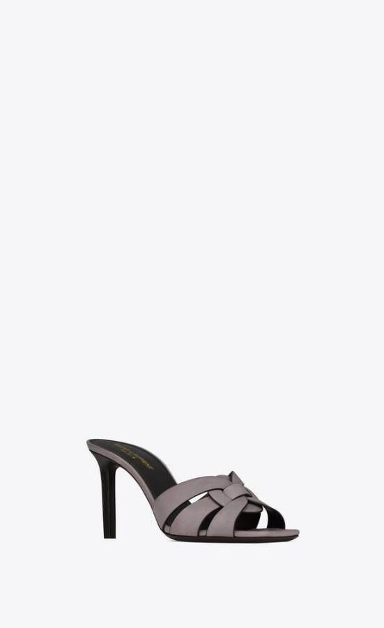 Saint Laurent Tribute Mules Elegante Stijl Gray Dames