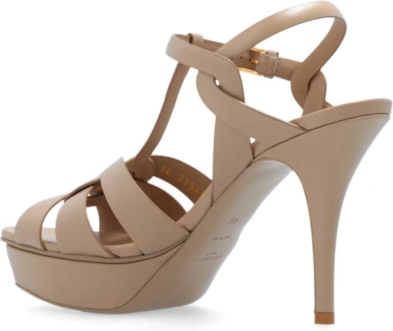 Saint Laurent 'Tribute' platform sandalen Beige Dames